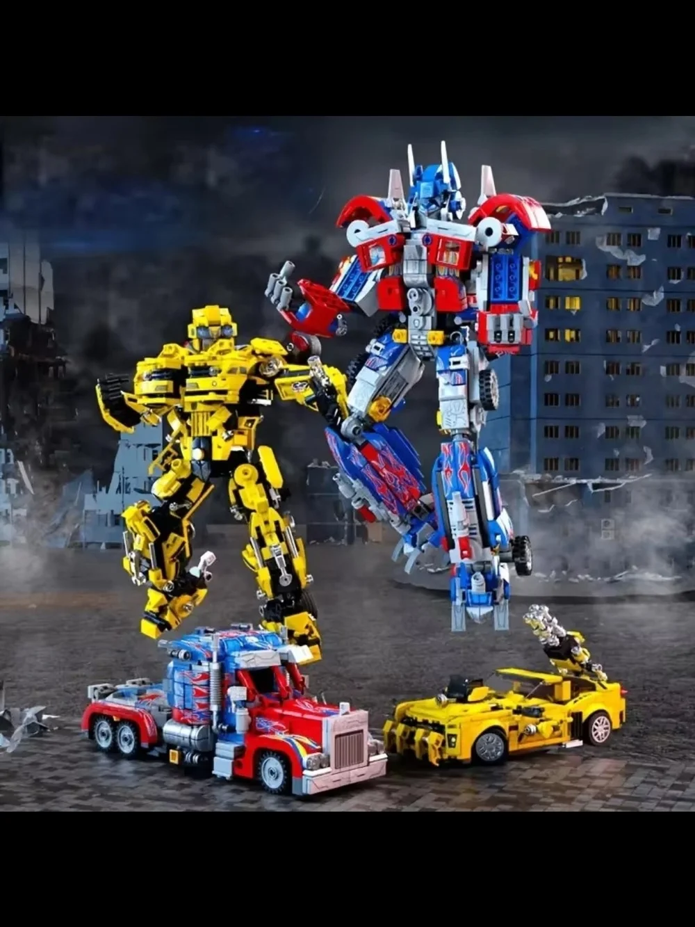 Yellow Transforming Robot Car Building Toy - Kids Construction Set